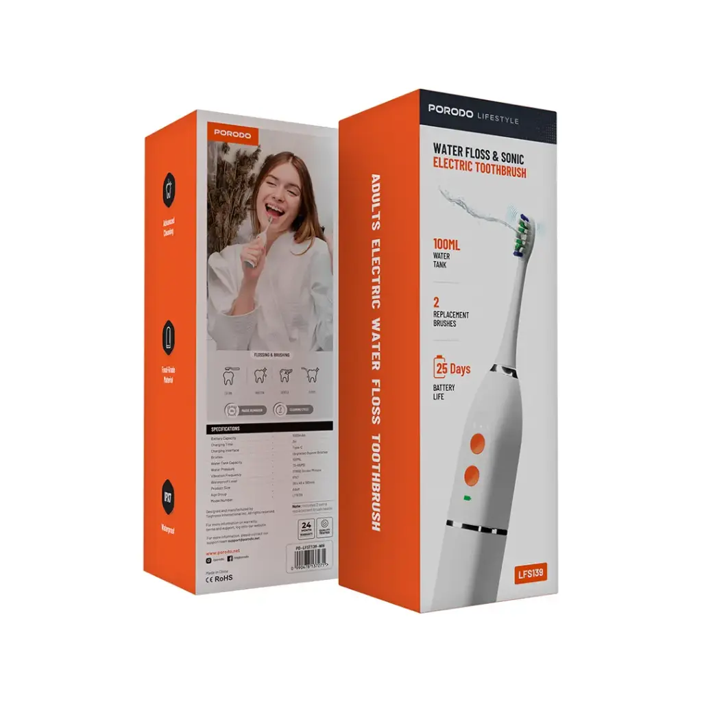مسواک برقی و دهان شویی پرودو Porodo Water Floss & Sonic Electric Toothbrush PD-LFST139