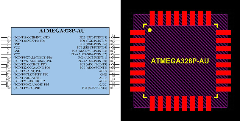 فوت پرینت ATMEGA328P-AU