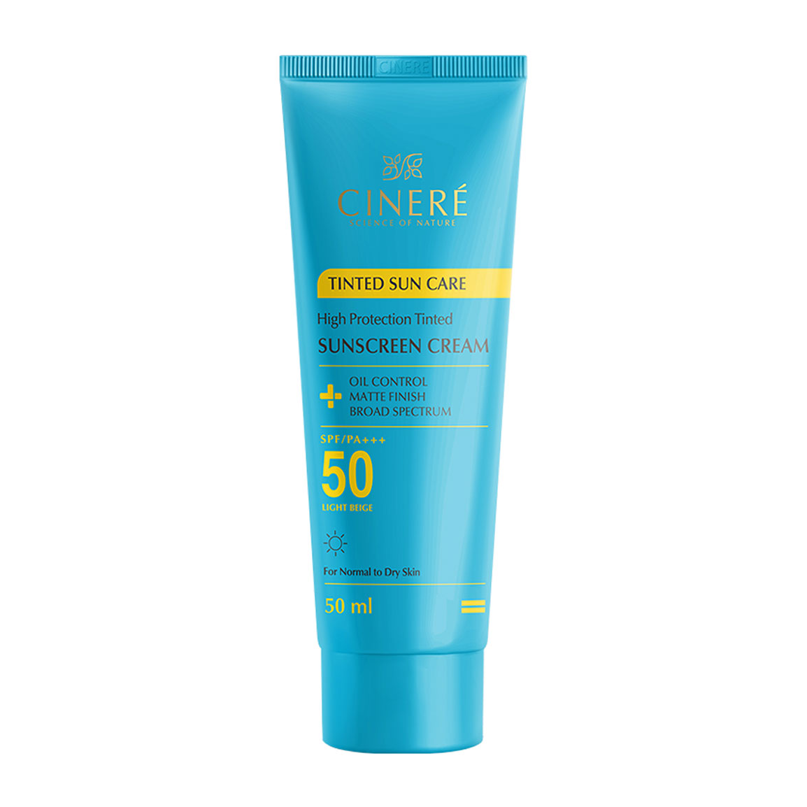 کرم ضدآفتاب رنگی سینره SPF 50 بژ روشن حجم 50 میلی لیتر