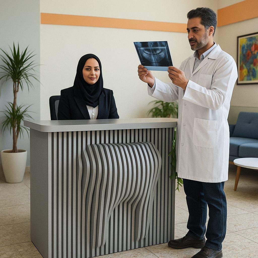 میز کانتر پذیرش منشی طرح دندان مناسب مطب دندانپزشکی