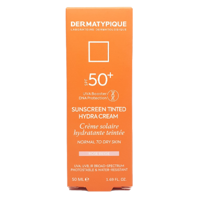 ضد آفتاب رنگی پوست خشک و نرمال +SPF50 رز بژ درماتیپیک حجم 50 میلی لیتر