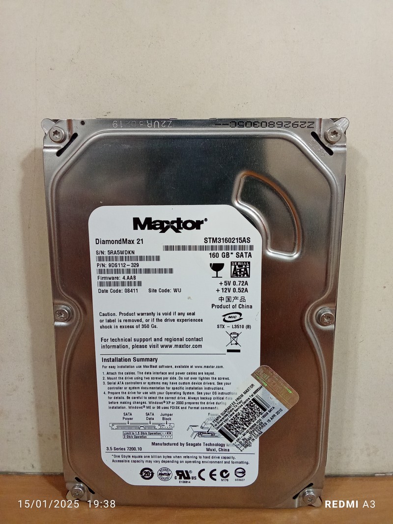 هارد استوک 160گیگ MAXTOR سلامت100% (کد HD-M-K-N)