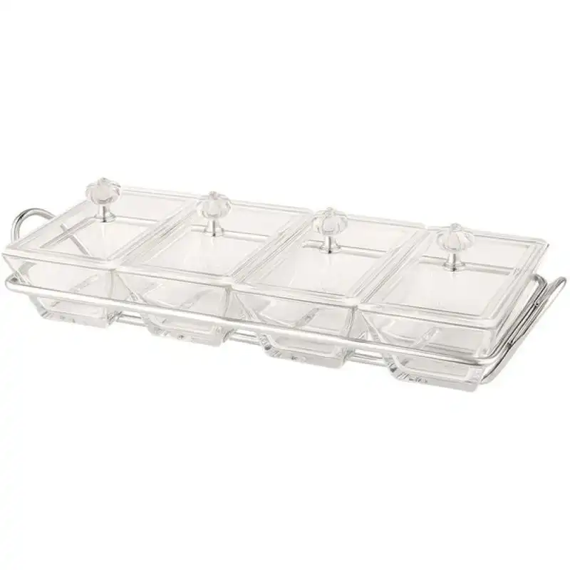 اردو خوری شیشه ای مستطیل 4 خانه لیمون کد 210500