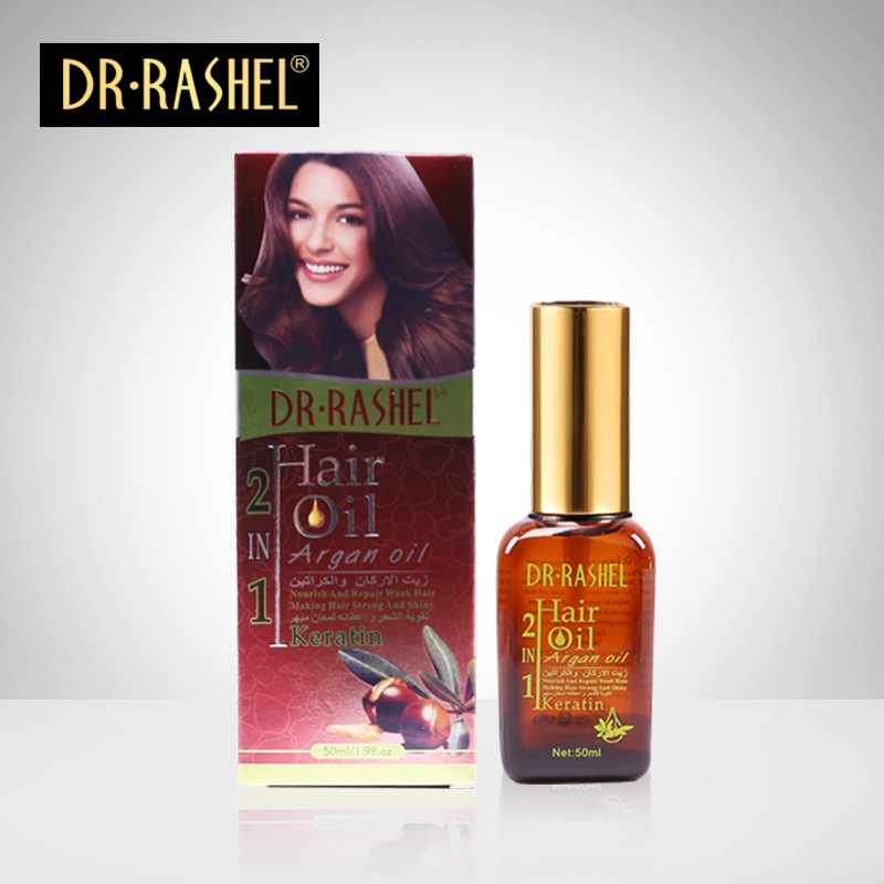 سرم مو روغن آرگان و کراتین دکتر راشل مغذی و ترمیم کننده اورجینال حجم50میل DR.RASHEL Hair Serum Argan Oil and Keratin 2n1