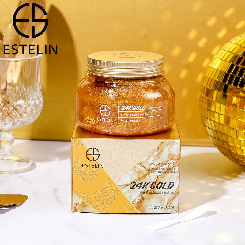 اسکراب طلا 24 عیار صورت و بدن استلین 250گرم ESTELIN 24K GOLD Body & Face Scrub