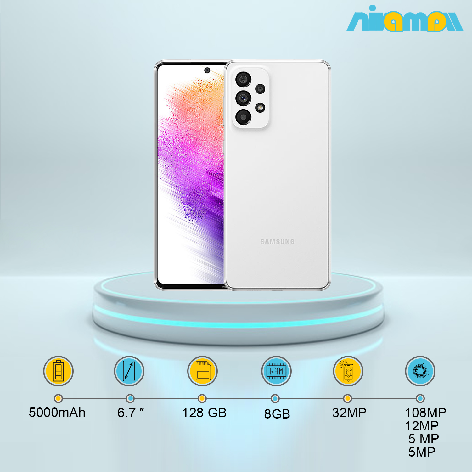 گوشی موبایل سامسونگ مدل Galaxy A73 5G دو سیم کارت ظرفیت 128 گیگابایت و رم8 گیگابایت