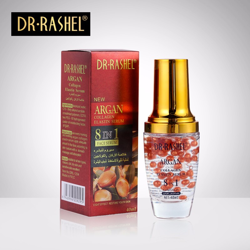 سرم هشتکاره آرگان کلاژن الاستین دکتر راشل حجم40میل DR.RASHEL 8in1 Argan Collagen Elastin Serum