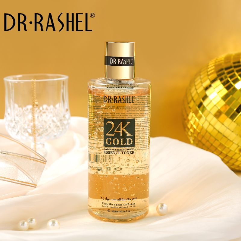 تونر اسنس طلا 24 عیار دکتر راشل اورجینال 300میل DR.RASHEL 24K Gold Essence Toner