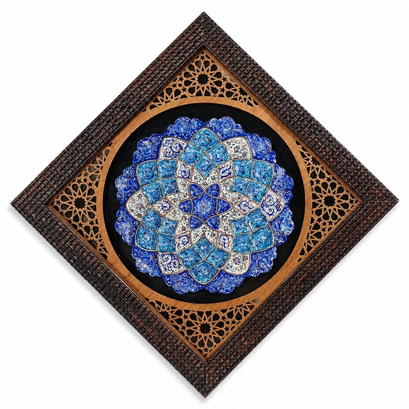 بشقاب میناکاری مشبک 20 دیواری کاظمی