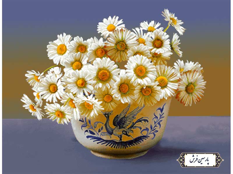 نخ و نقشه تابلو فرش طرح گل های داوودی - کد NG1569