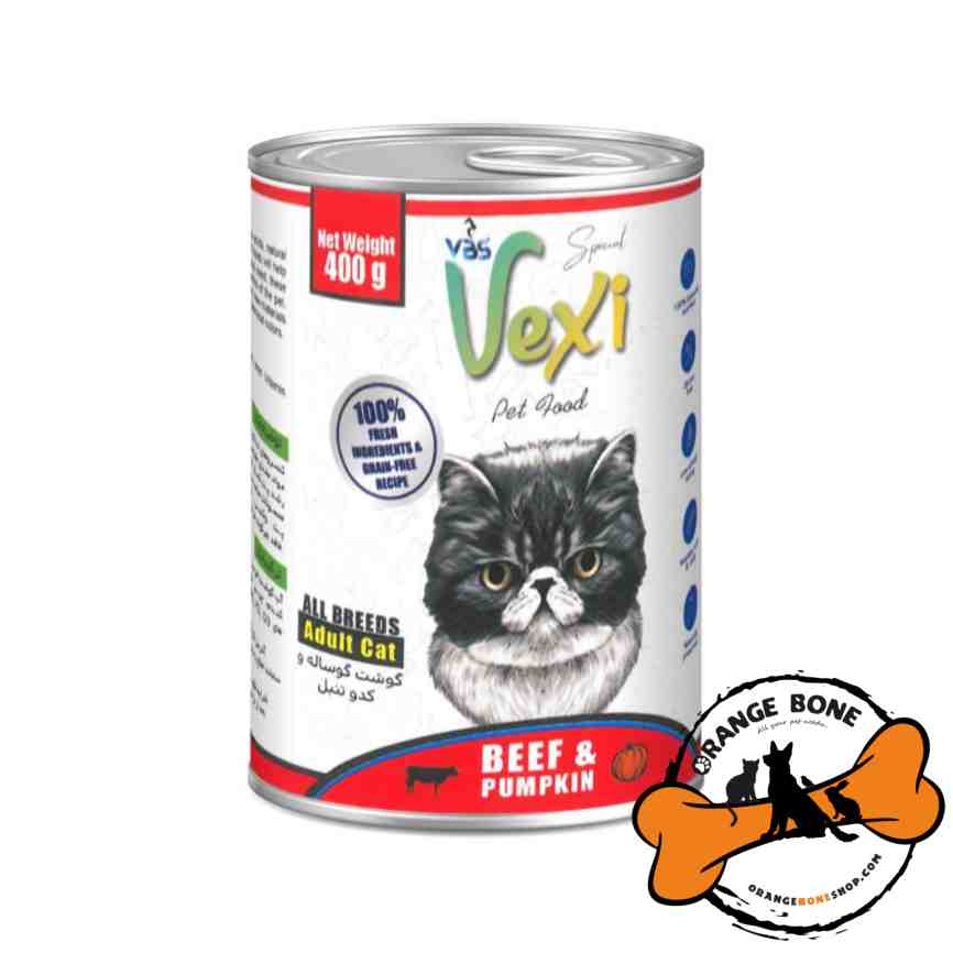 کنسرو پته گربه وکسی طعم بیف و کدو (400 گرم)