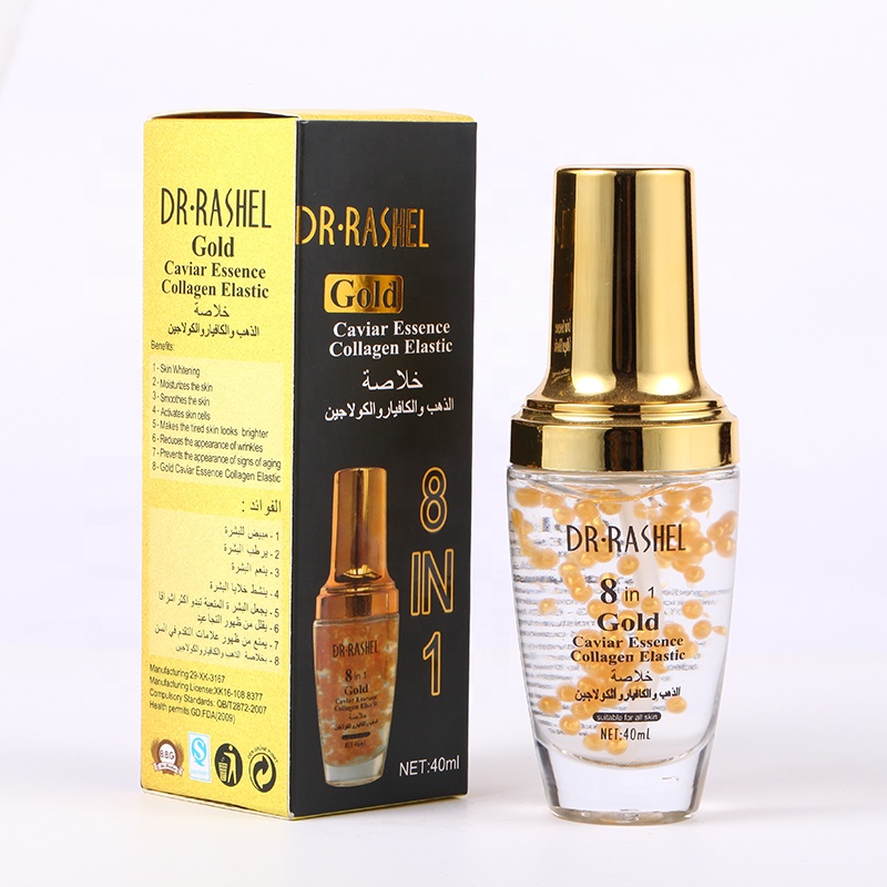 سرم هشتکاره طلاخاویار کلاژن الاستین دکترراشل جوانساز اورجینال40میل DR.RASHEL 8in1 Gold Caviar Collagen Elastin Serum