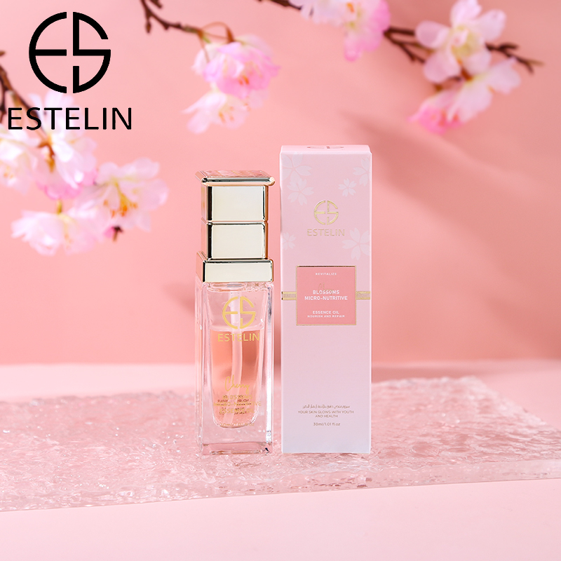 سرم روغنی صورت شکوفه گیلاس استلین (دوفاز) اورجینال 30میل ESTELIN Cherry Blossoms Micro nutritive Essence Oil