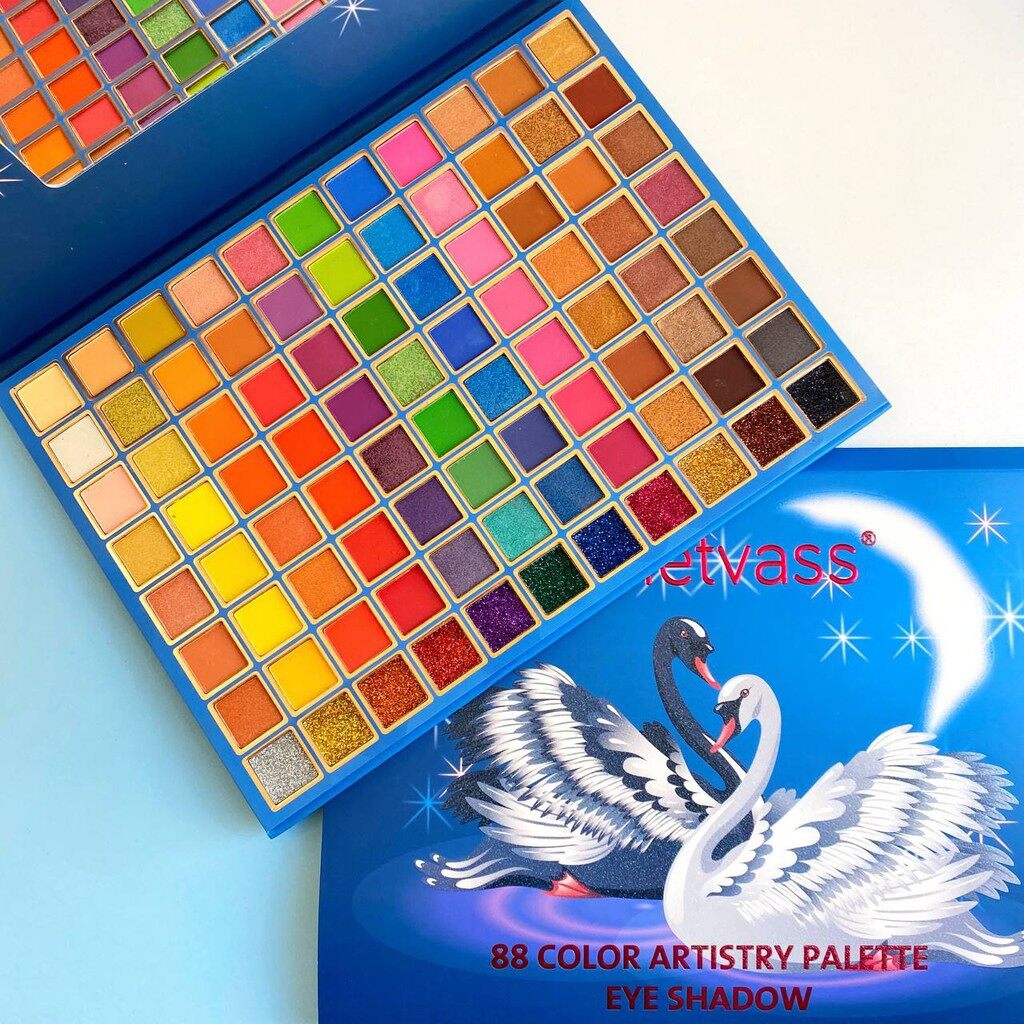سایه چشم بزرگ ویا لتواس Via Letvass مدل قو پالت ۸۸ رنگ اورجینال Via Letvass Swan 88 Pigmented colors Eyeshadow Palette