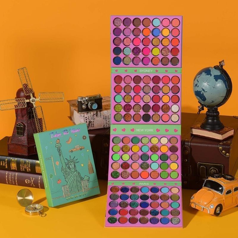 پالت سایه چشم 140 رنگ مدل آی لاو دیس ورد برند Bronze Girl اورجینال Eye shadow palette 140 colors model I Love This World brand Bronze Girl