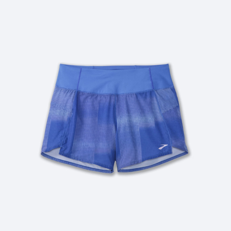 شورت ورزشی زنانه بروکس Brooks Chaser 5″ Short آبی طرحدار