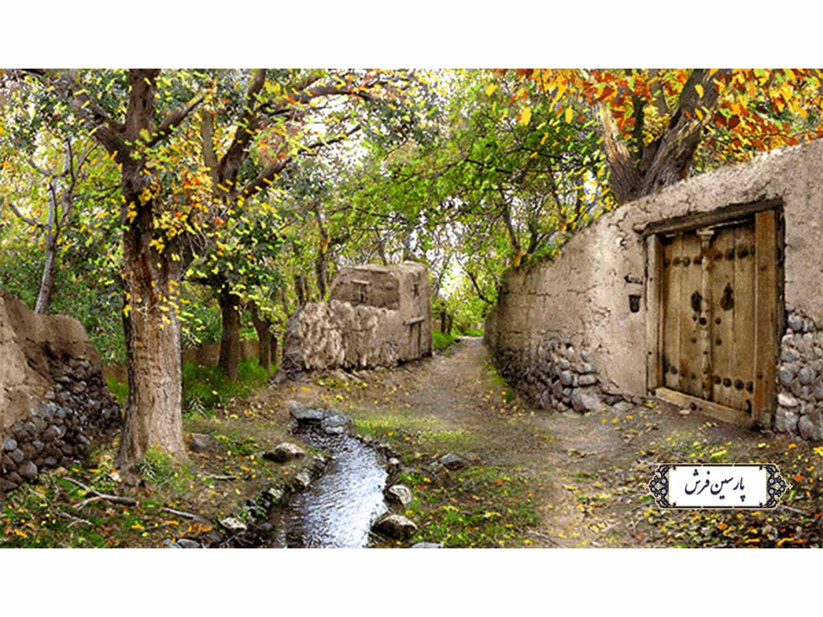 نخ و نقشه تابلو فرش چشمه ای در کوچه باغ - کد NV859