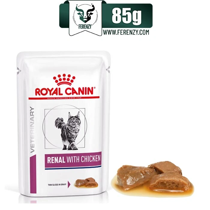 پوچ گربه بالغ رویال کنین طعم مرغ مشکلات کلیوی مدل رنال وزن 85 گرم Royal Canin Renal Pouch with Chicken