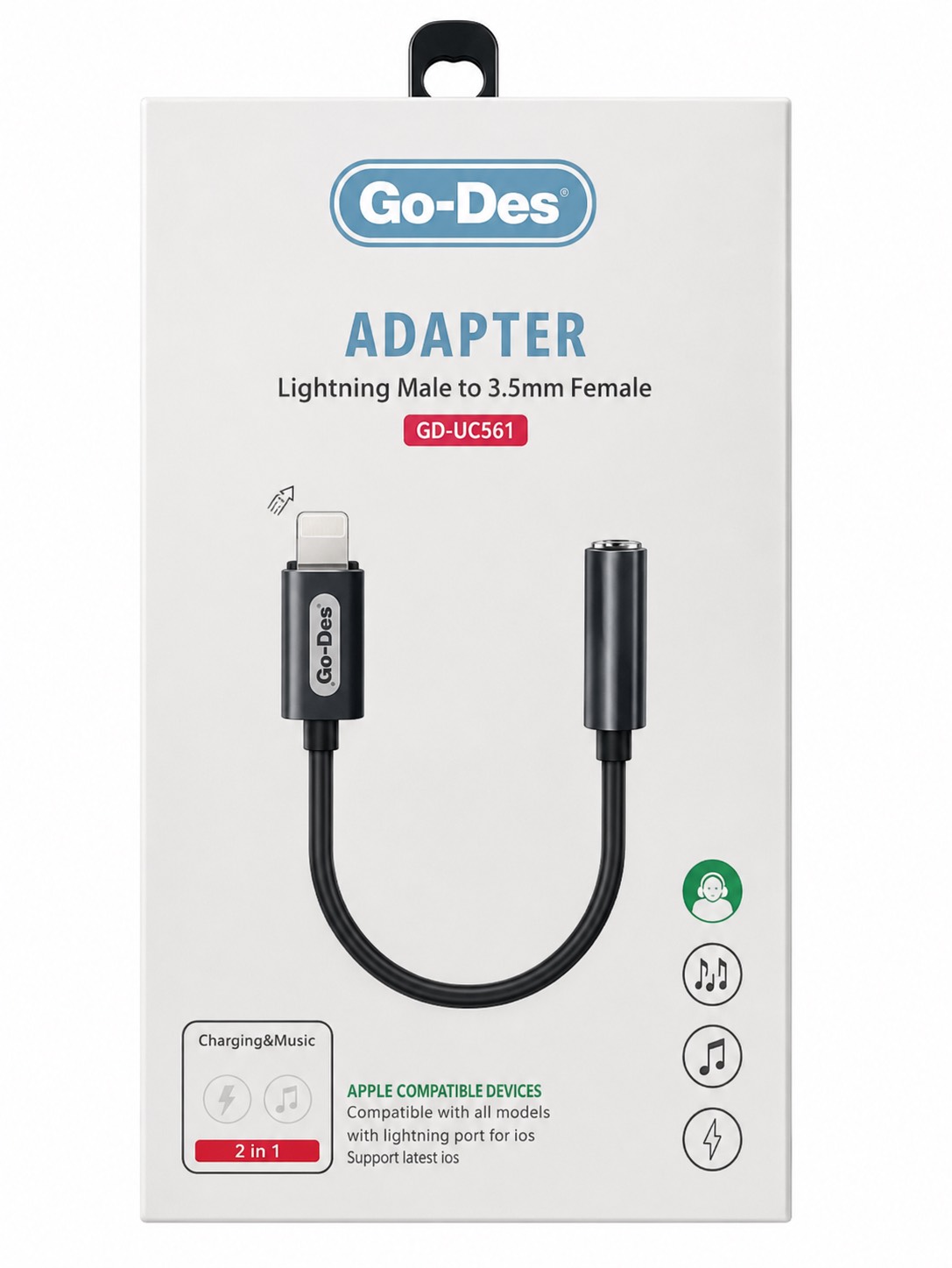 کابل تبدیل لایتنینگ به AUX برندگودس مدل GD-UC019