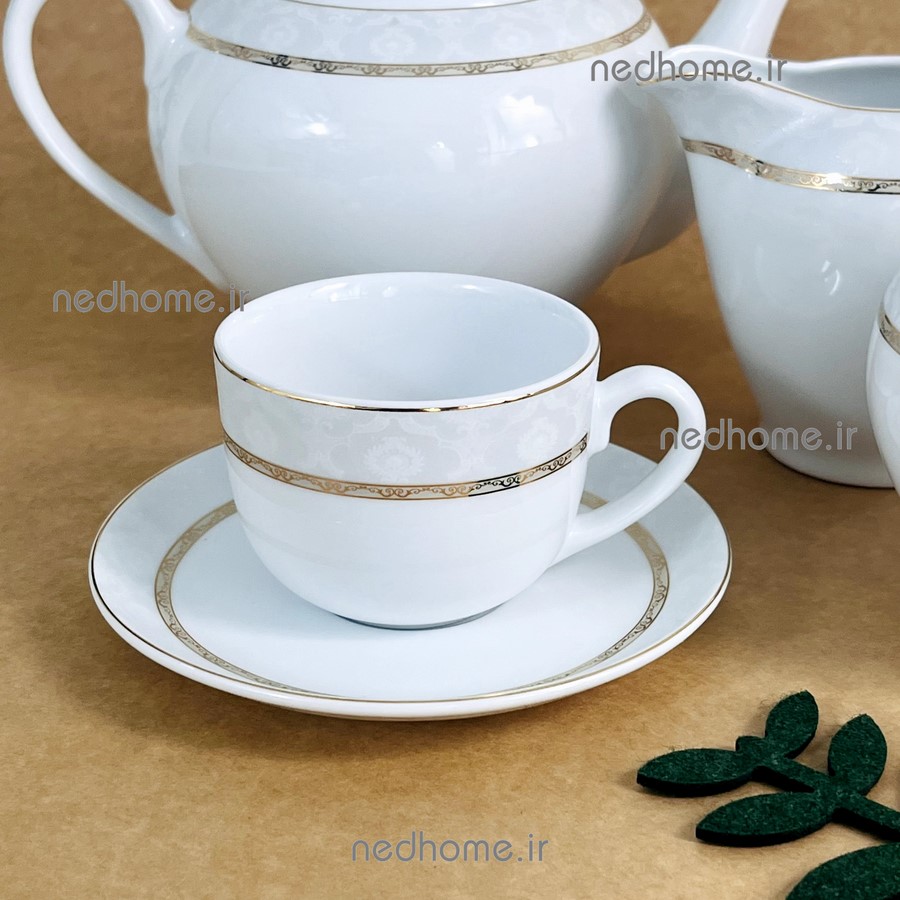 فنجان و نعلبکی تک چینی زرین طرح هدیه طلایی فله ای - درجه یک