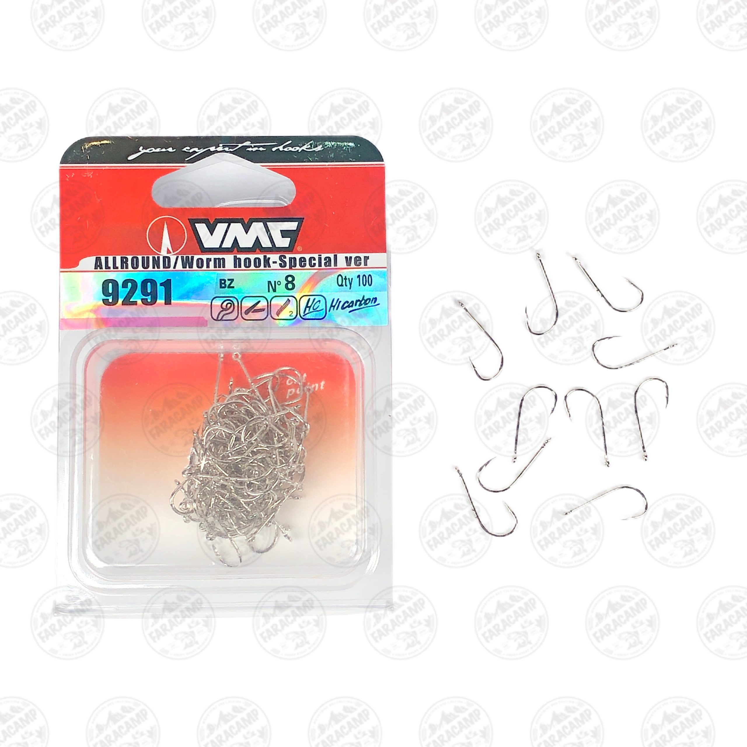 قلاب ماهیگیری VMC ۹۲۹۱ نیکل نقره ای سایز ۸ بسته ۱۰ عددی