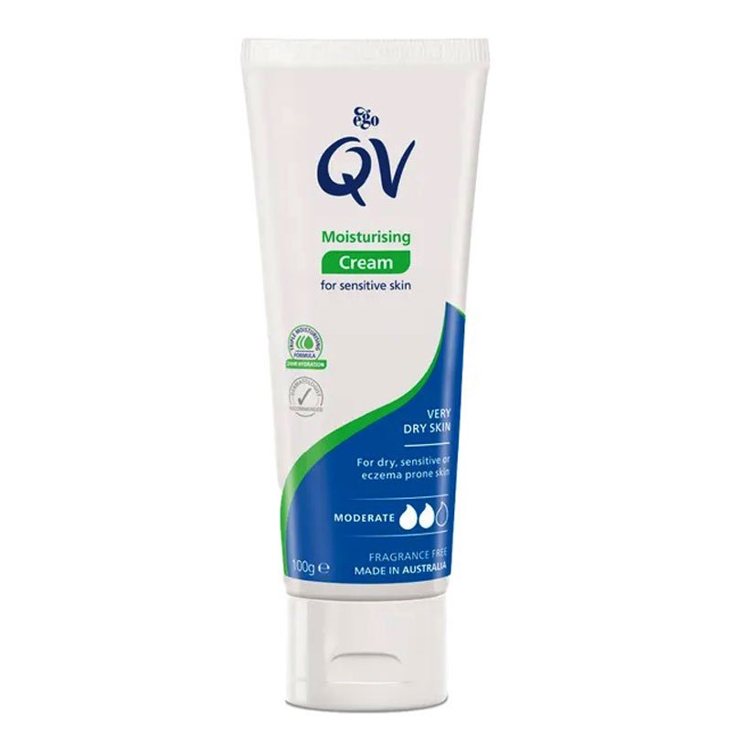 کرم مرطوب کننده پوست حساس کیو وی | QV مدل sensitive skin حجم 100 گرم ego QV Moisturising Cream for sensitive skin