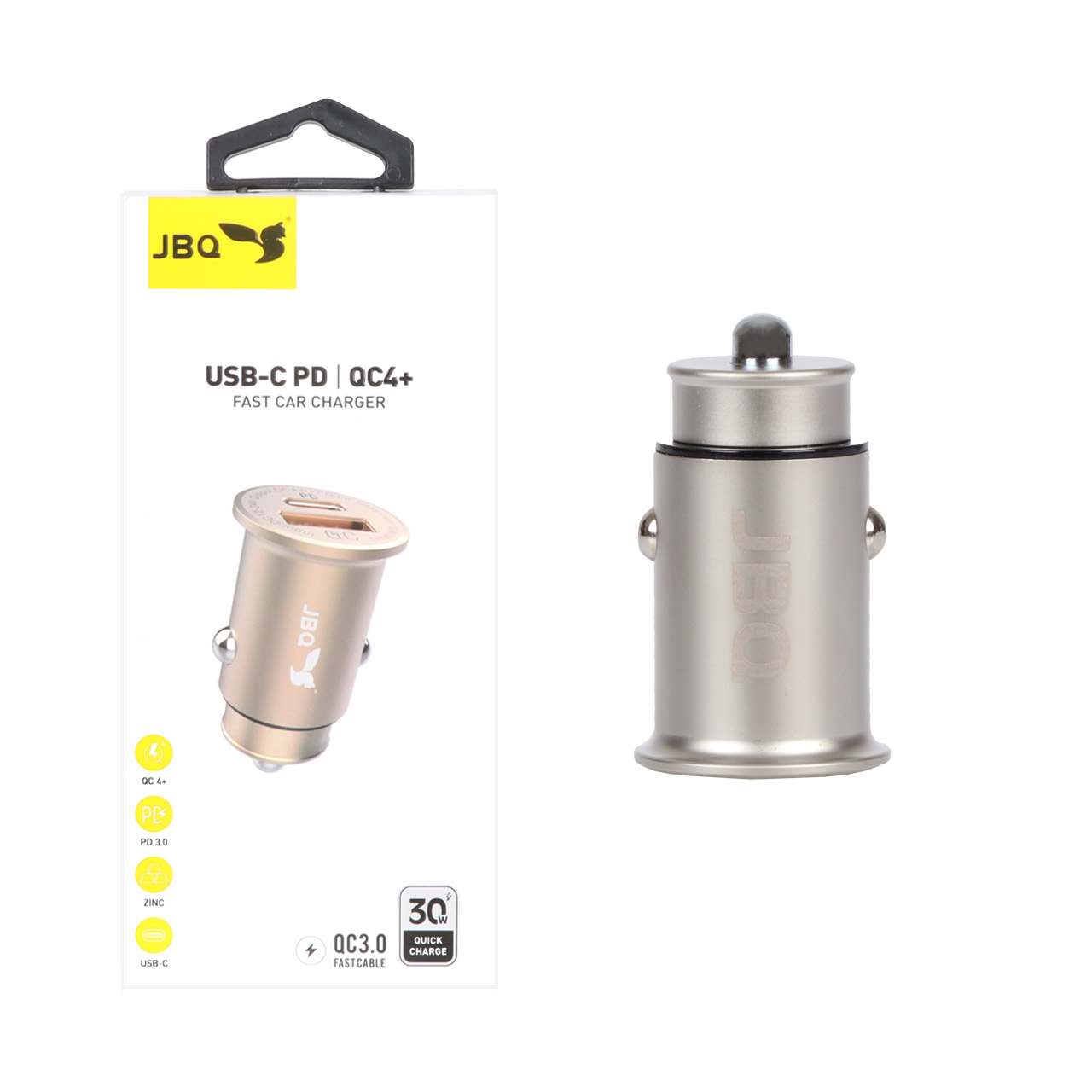 شارژر فندکی فست و PD دو پورت JBQ مدل CC-P9 30W - نقره ای