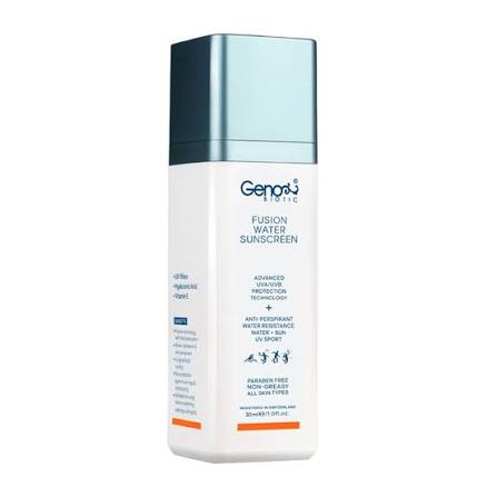 ضد آفتاب فیوژن واتر ژنوبایوتیک بی رنگ SPF50 مناسب انواع پوست حجم 30 میلی لیتر
