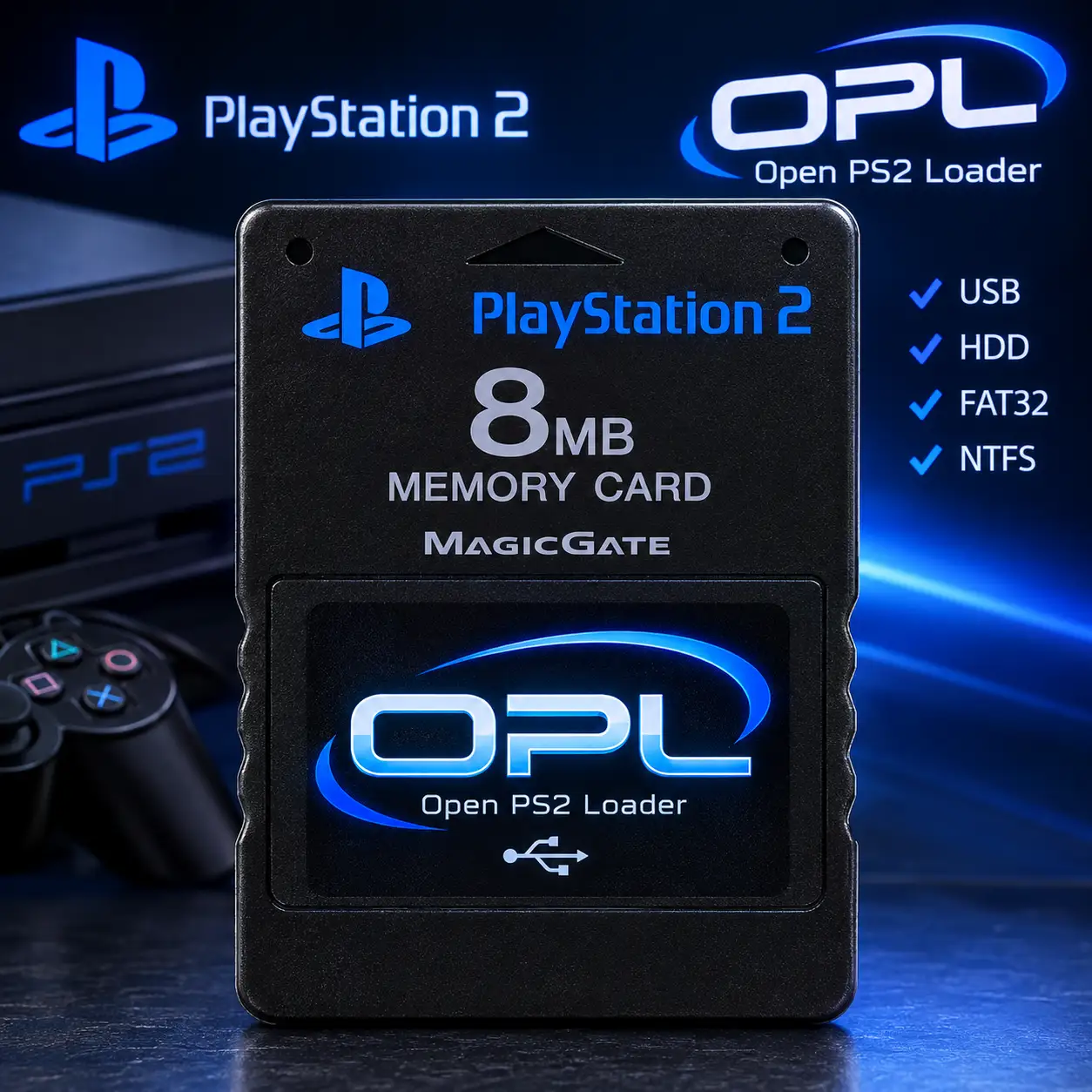 مموری سونی پلی استیشن 2 با برنامه فلش خور | Memory Card PS2