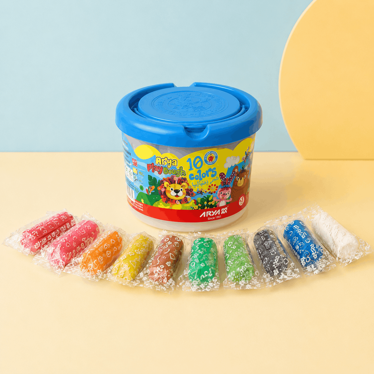 خمیر بازی آریا 10 رنگ مدل Play Dough به همراه ابزار شکل‌دهی