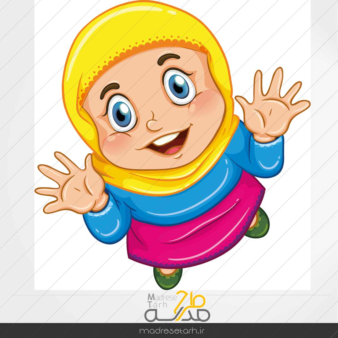 کاراکتر لایه باز دختر با حجاب با فرمت وکتور