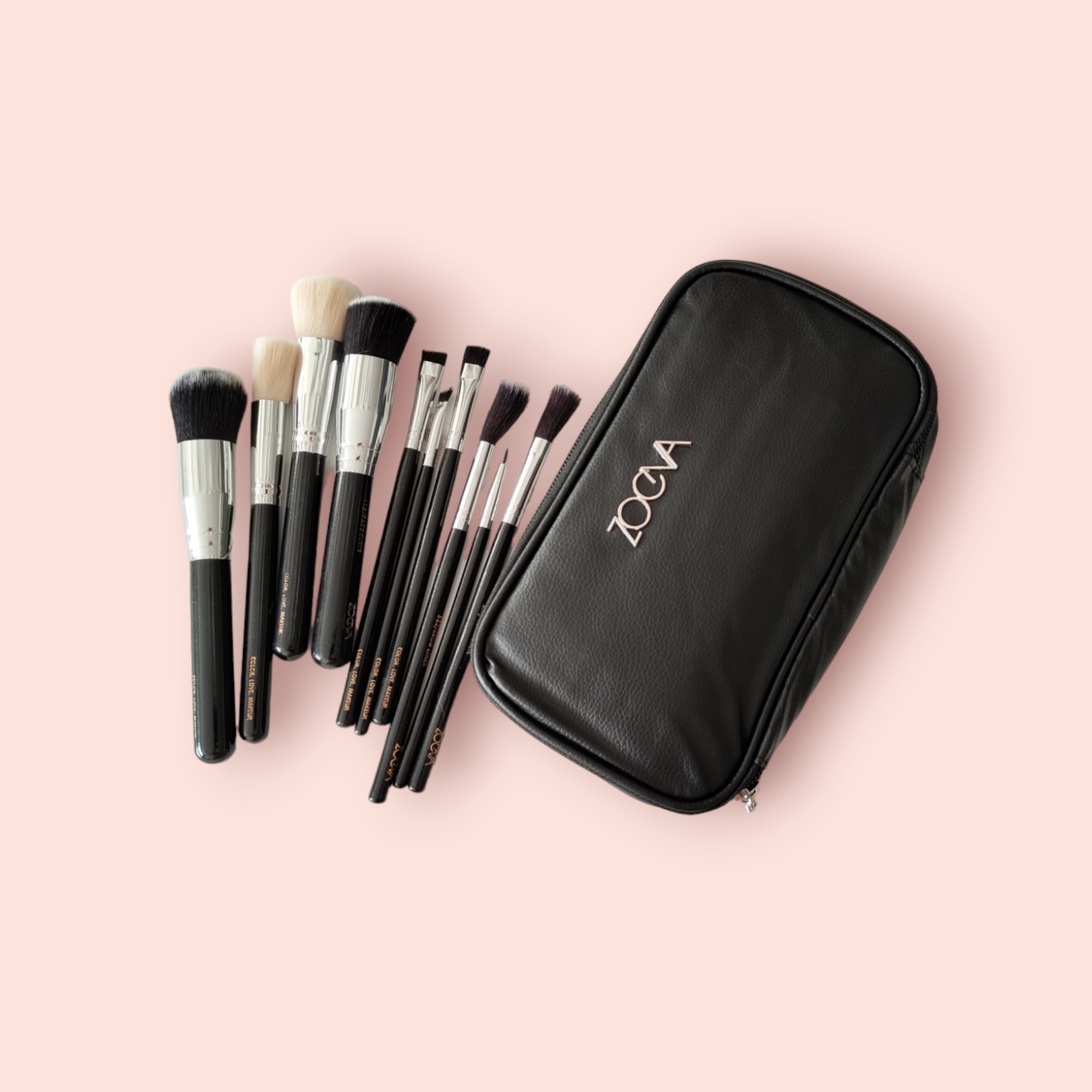 ست براش 10 تایی زوئوا کیف چرمی مشکی ZOEVA 10 Piece Brush Set