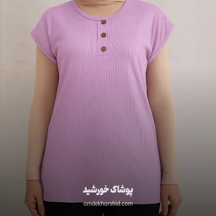 تیشرت کبریتی۳دکمه آستین سرخود