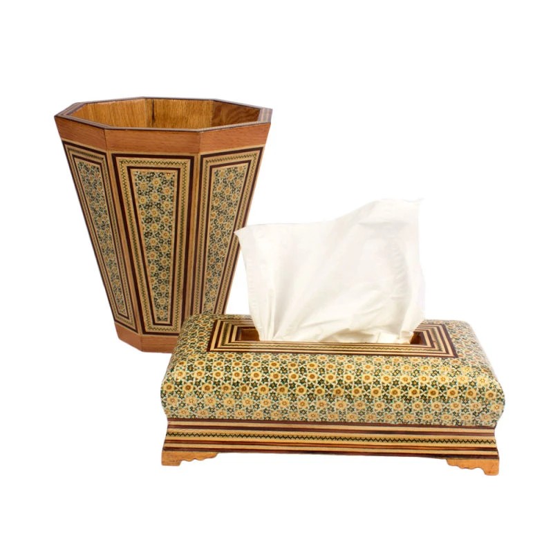 جادستمال کاغذی و سطل خاتم کاری