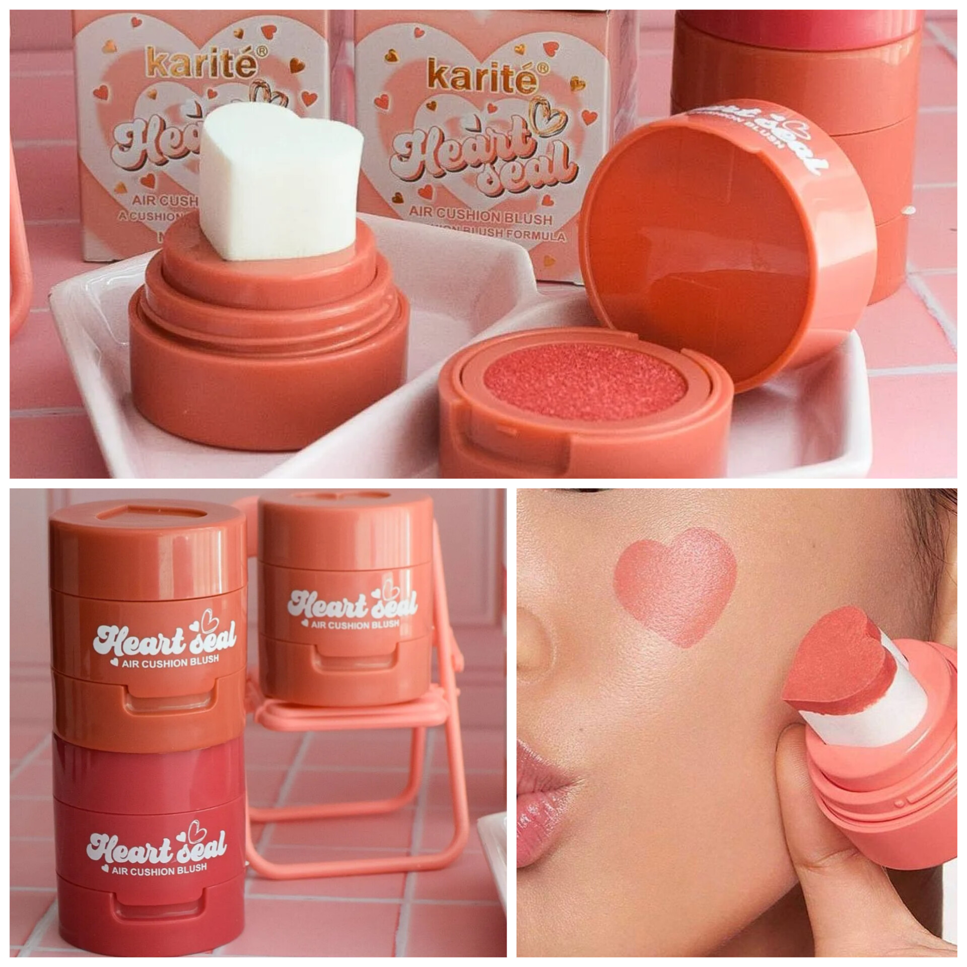 رژگونه قلبی استامپی مایع کوشنی کاریته اصل Karite Heart Seal Air Cushion Blush