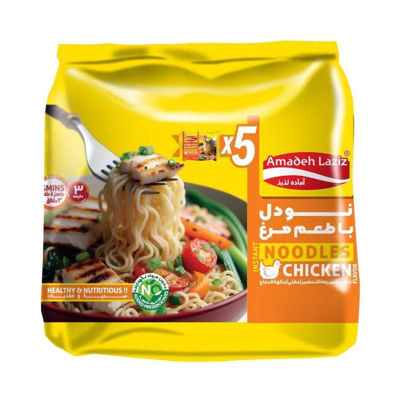 نودل مرغ آماده لذیذ - 375 گرم بسته 5 عددی