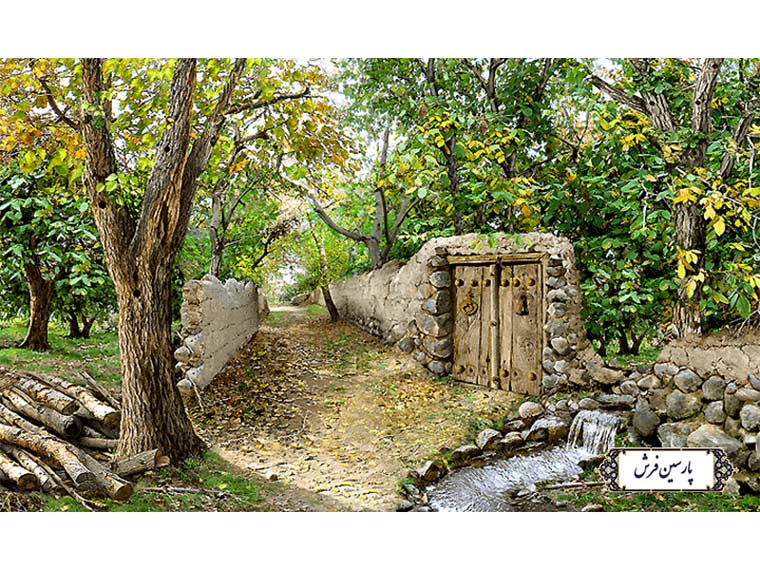 نخ و نقشه تابلو فرش منظره کوچه باغ - کد NV921