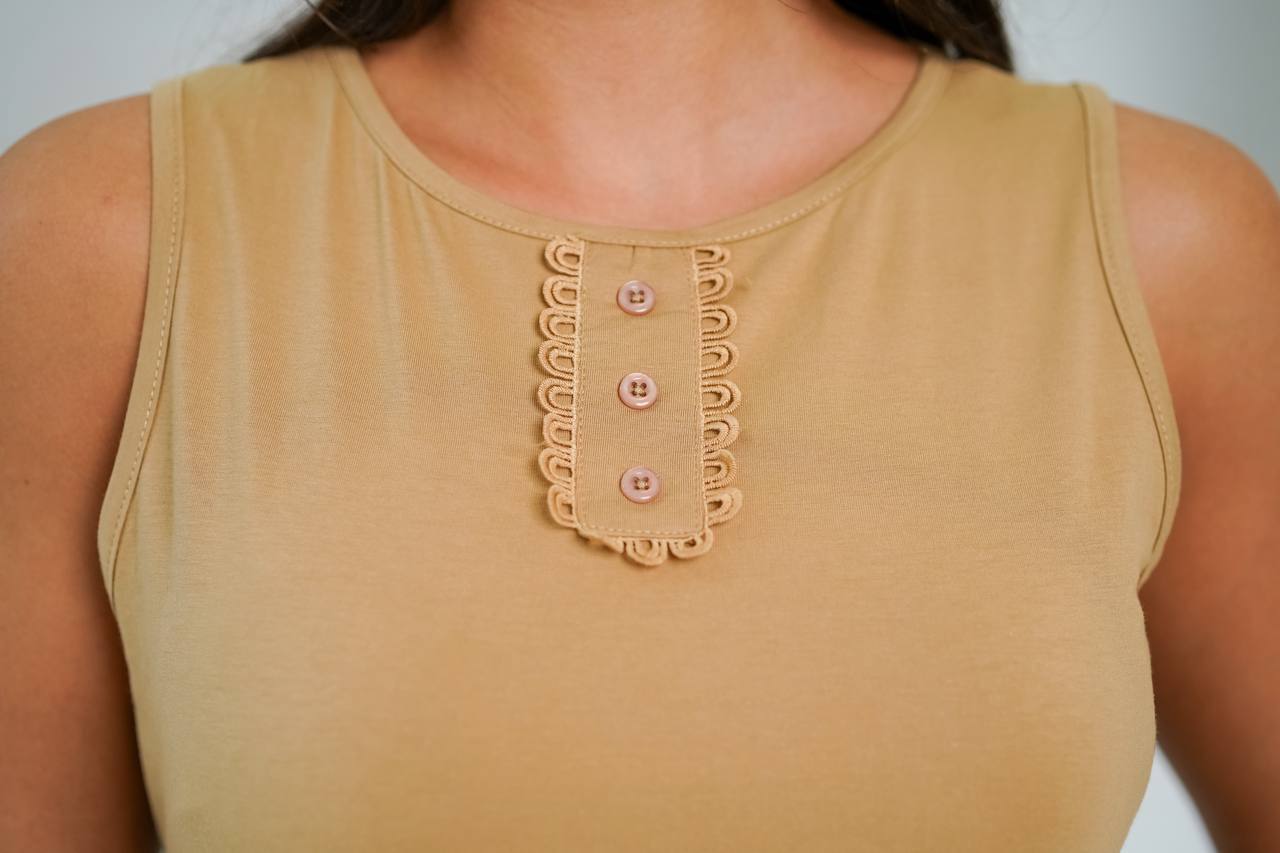 تاپ زنانه پنبه سه دکمه