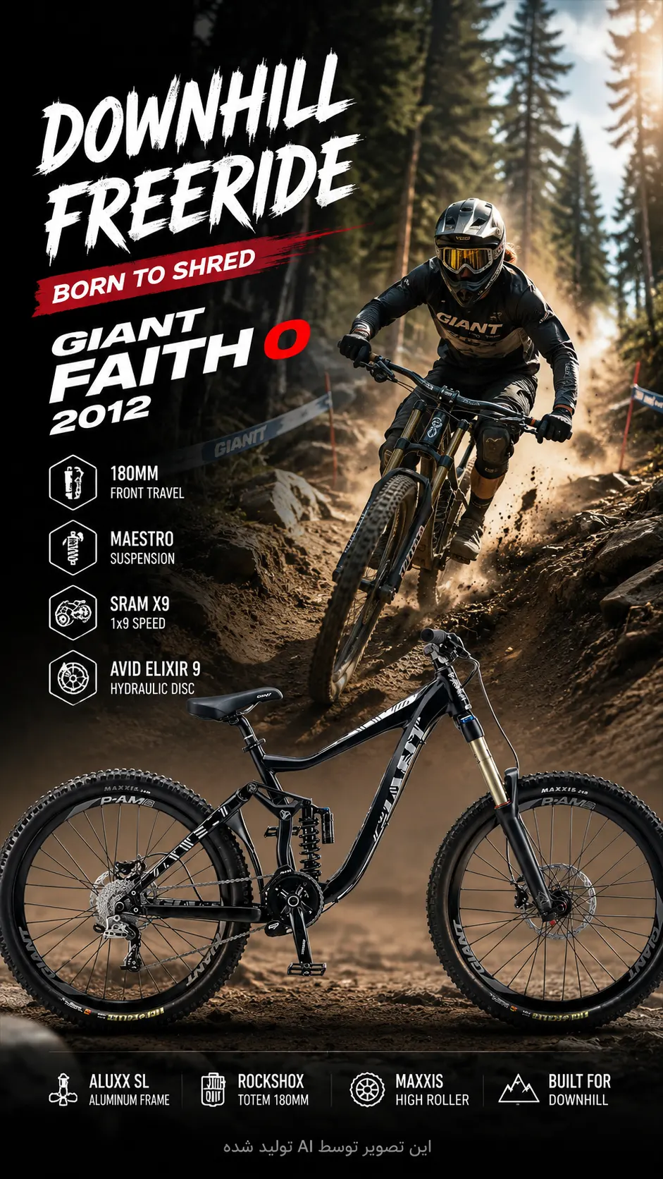 دوچرخه 26 GIANT Faith 0 دو کمک جاینت فیت 0 فری راید و دانهیل حرفهای