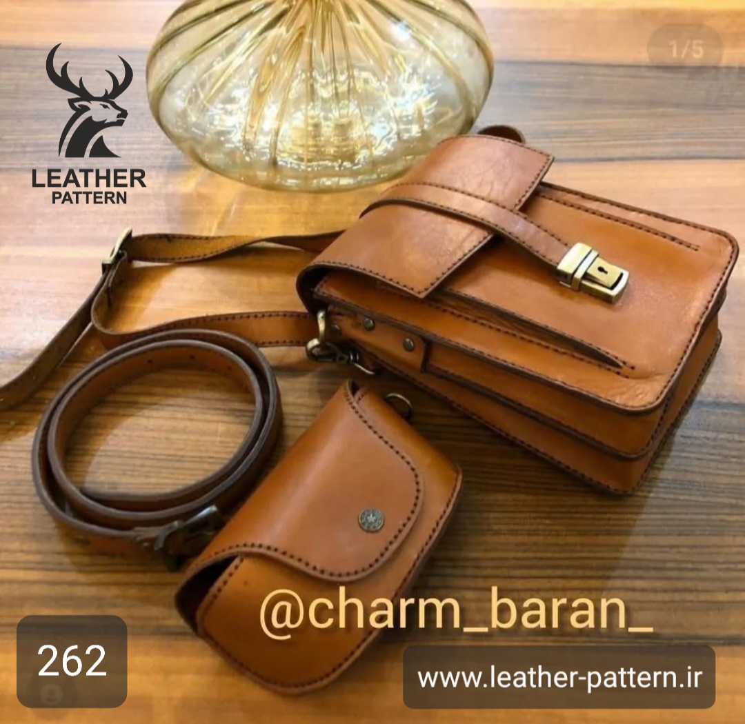 الگو کیف دوشی چرم کد F-262