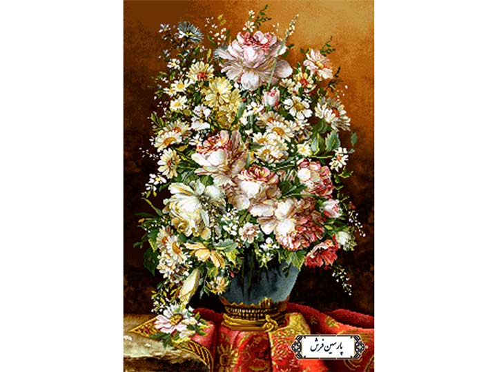 نخ و نقشه تابلو فرش طرح گلدان اعیانی - کد NG1563