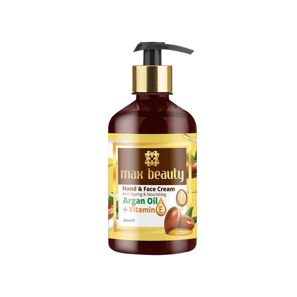 کرم آبرسان پمپی دست و صورت مکس بیوتی مدل آرگان حجم400 میلی لیتر (MAX BEAUTY)