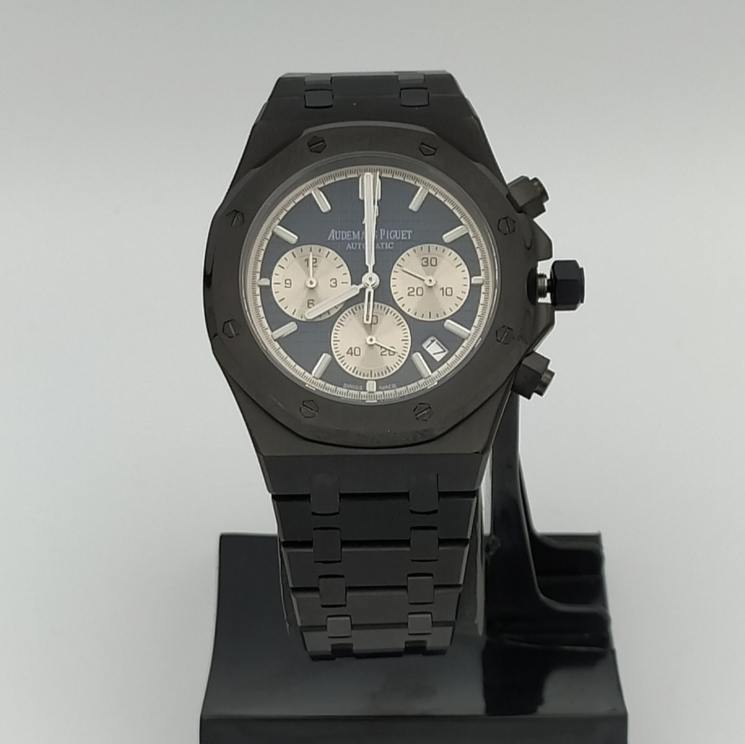ساعت مردانه ای پی سه موتوره بند مشکی AUDEMARS PIGUET