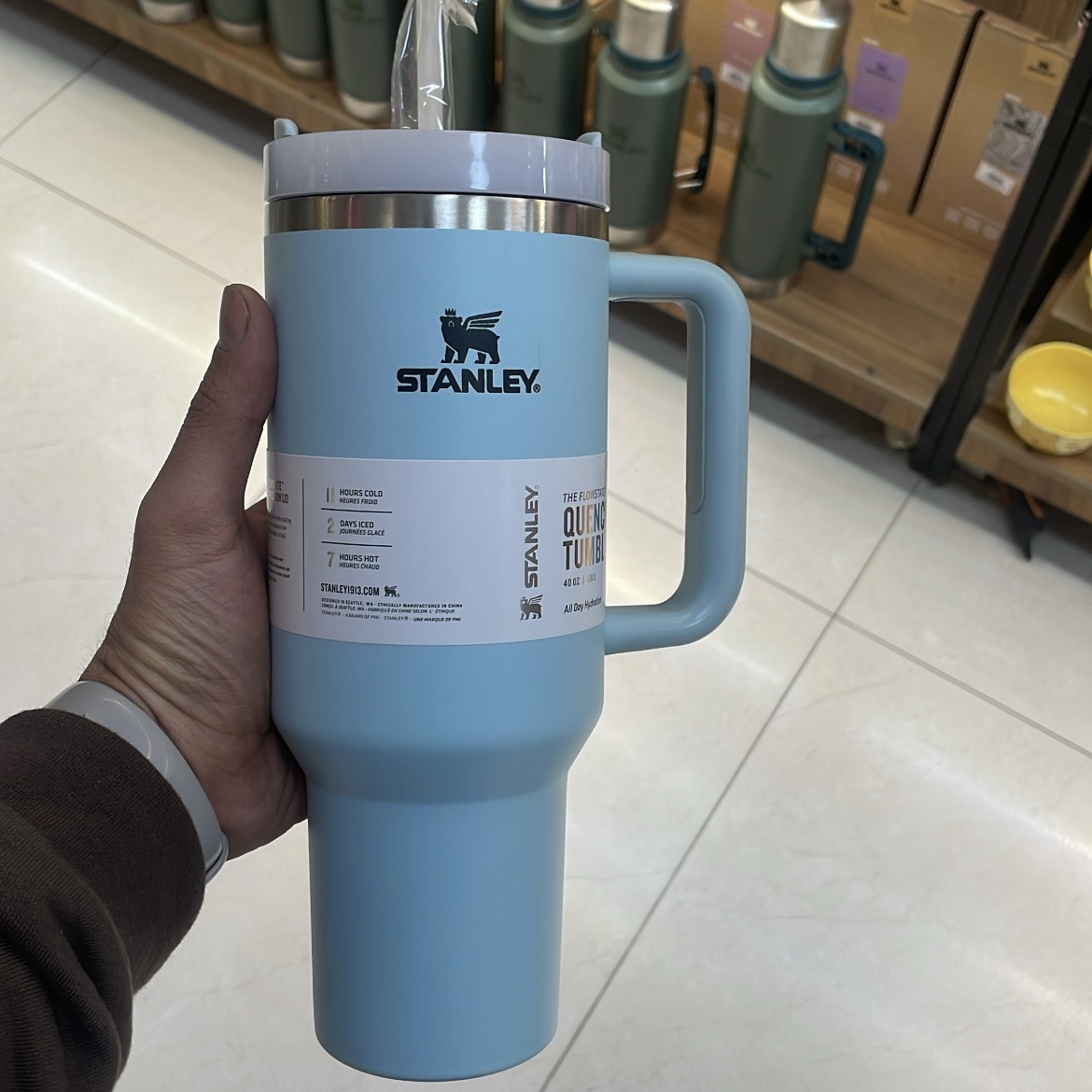 ماگ استنلی تامبلر آبی روشن Quencher H2.0 FlowState 1.18L