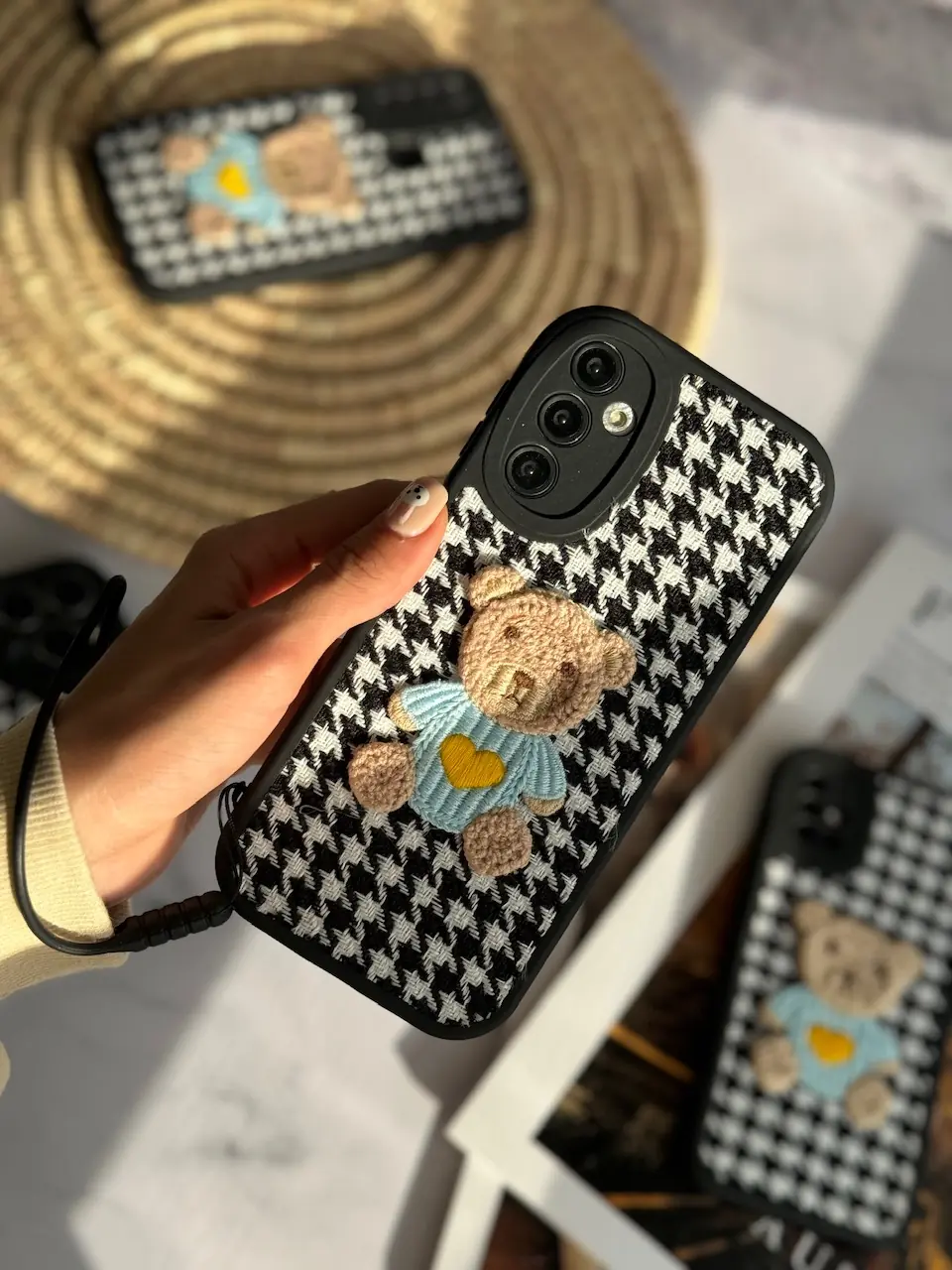 قاب خرس پارچه ای مشکی با بند سیلیکونی