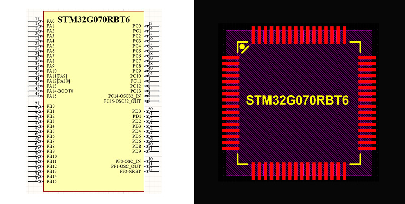 فوت پرینت STM32G070RBT6
