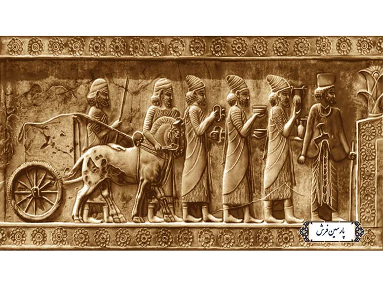 نخ و نقشه تابلو فرش تندیس سربازان هخامنشی  - کد NT4236