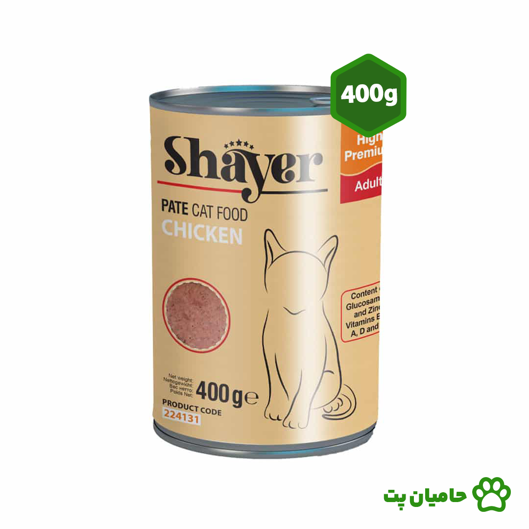 کنسرو گربه شایر با طعم پته مرغ 400 گرمی