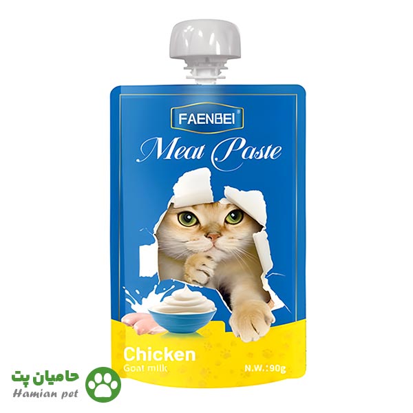 پودینگ گربه فنبی(FAENBEI) طعم مرغ و شیر بز وزن ۹۰ گرم