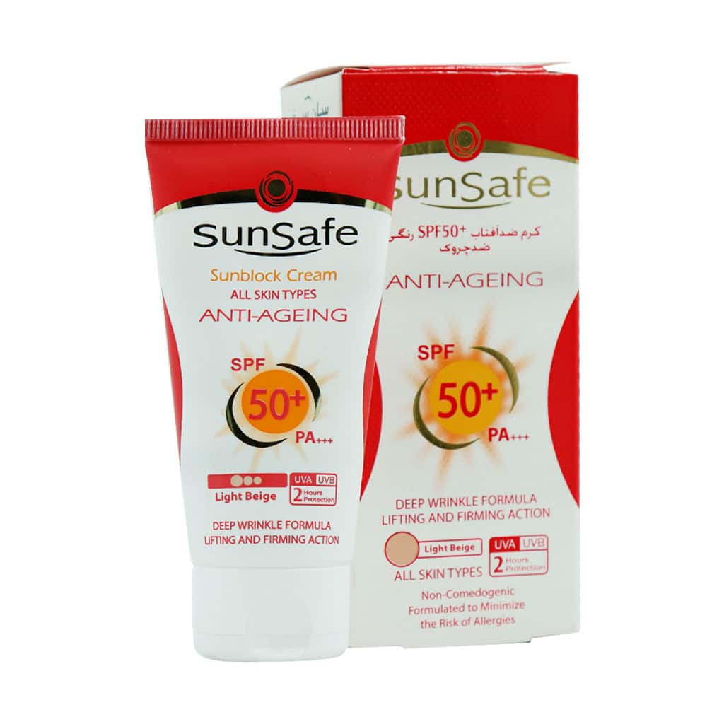 کرم ضدآفتاب و ضدچروک رنگی سانسیف SPF50 انواع پوست بژ روشن